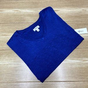 Womens T-Shirt Style&co Basic Tee Size S Blue Short Sleeve V-Neck NWT